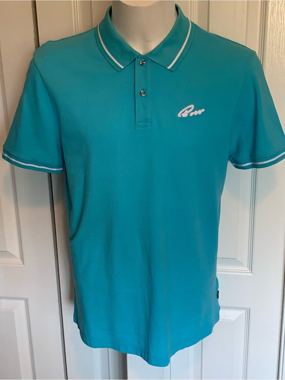Hugo Boss Men's Teal Polo Shirt with Contrast Trim